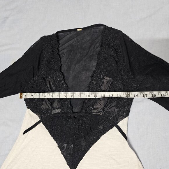 Free People Rendezvous Lace Trim Top Blouse Women Size S White/Black - Picture 8 of 15